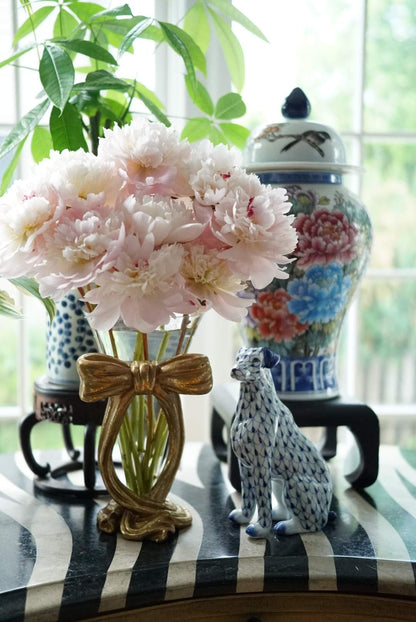 Vintage Glass Vase with Gold Bow (Please Read)