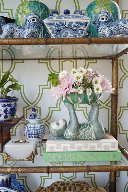 Chinoiserie Green Monkey Bowl in Dragon Vest