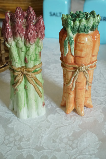 Vintage Fitz and Floyd Asparagus and Carrot Salt and Pepper Shakers