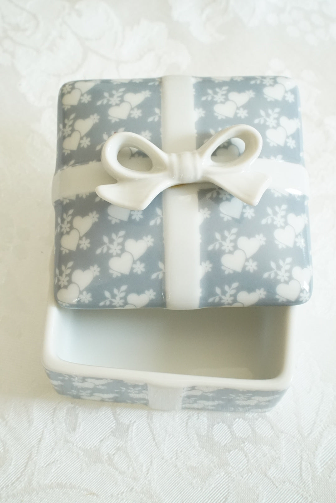 Vintage Porcelain Box with Bow