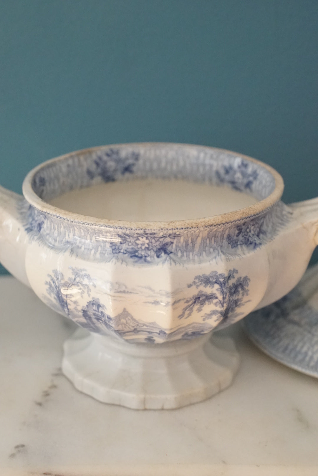 Antique Blue and White Transferware Tureen