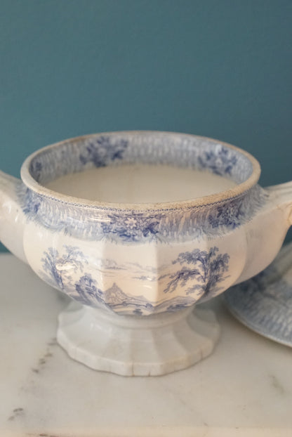 Antique Blue and White Transferware Tureen