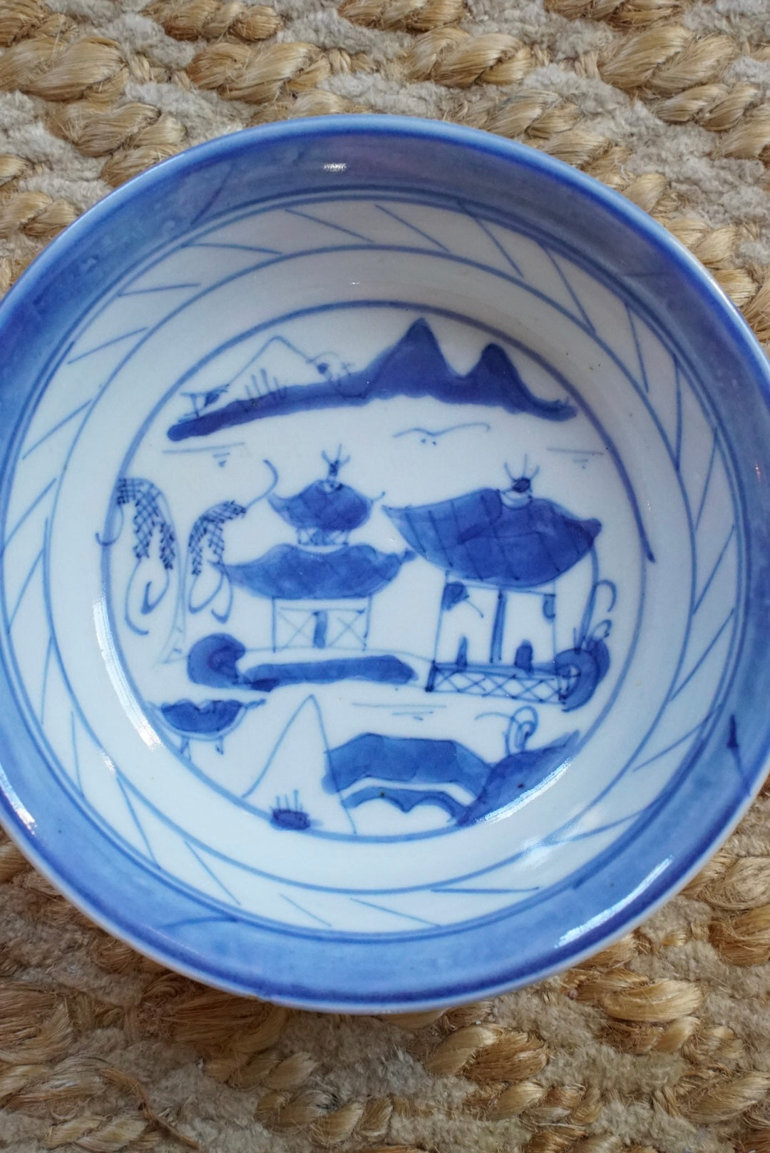 Set of 3 — Antique Small Blue Willow Shallow Bowls