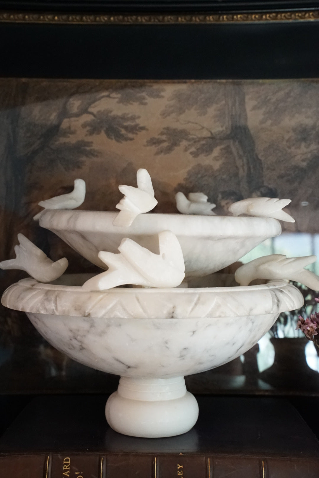 Vintage Alabaster Birdbath