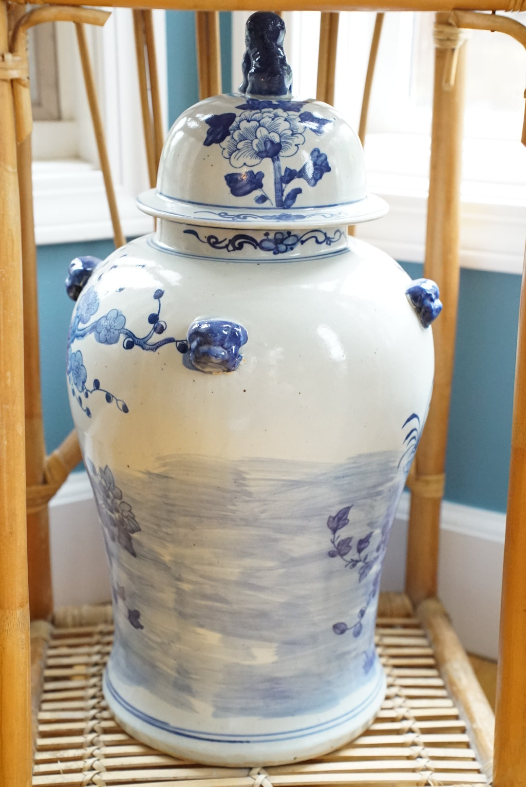 XL Blue and White Garden Temple Jar