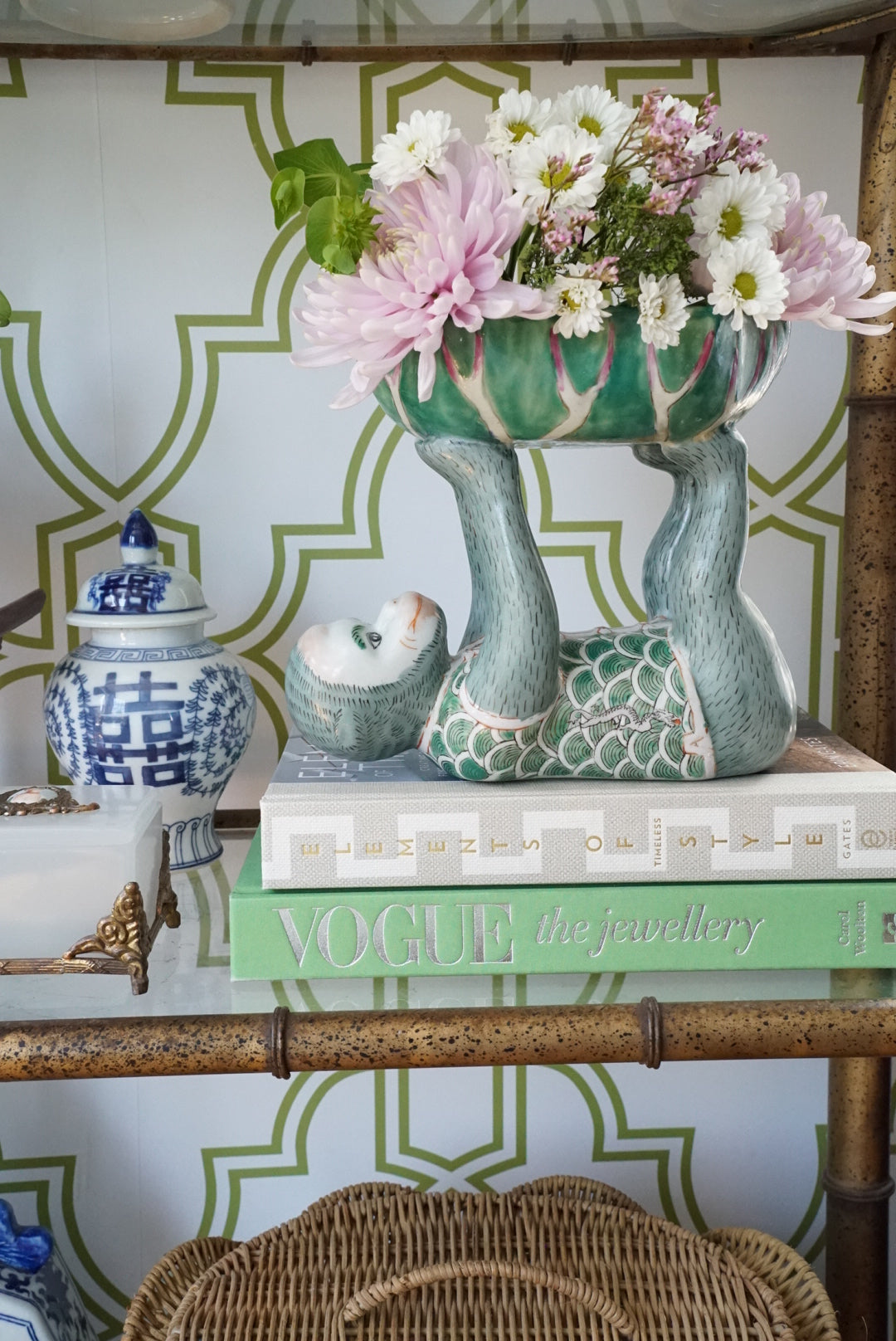 Chinoiserie Green Monkey Bowl in Dragon Vest