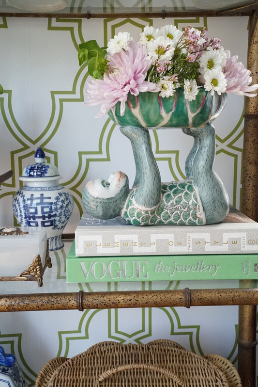 Chinoiserie Green Monkey Bowl in Dragon Vest