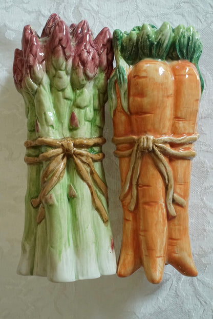Vintage Fitz and Floyd Asparagus and Carrot Salt and Pepper Shakers
