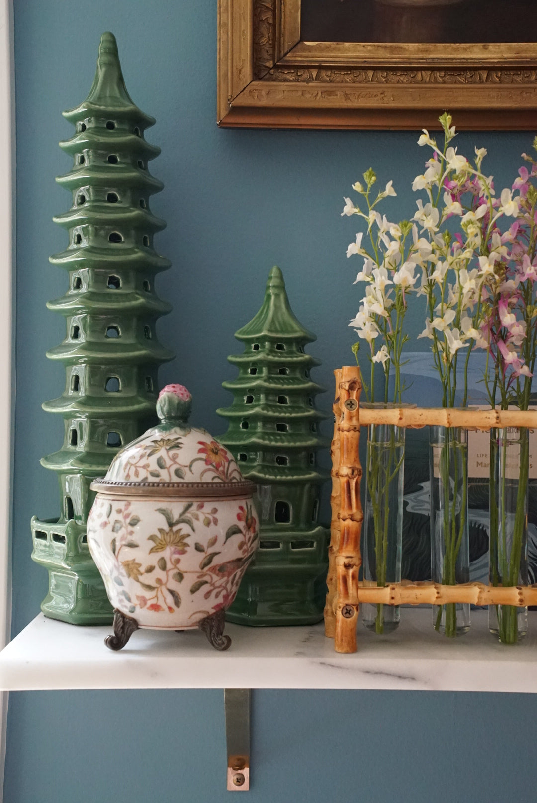 Vintage Brass Mounted Chinoiserie Jar by Hua Rong Tang