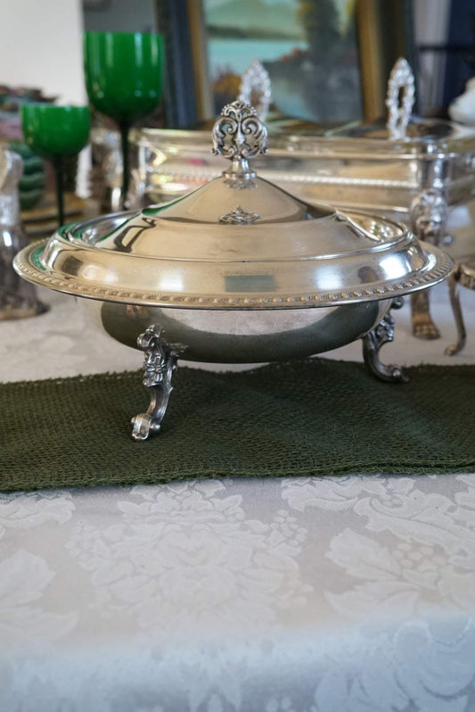 Vintage Sheridan Silver Plated Covered Serving Dish