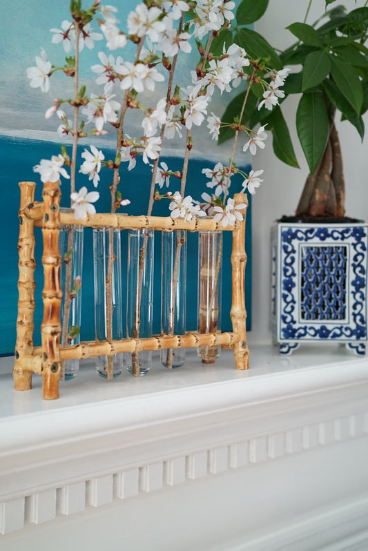 Natural Bamboo Glass Tube Vase