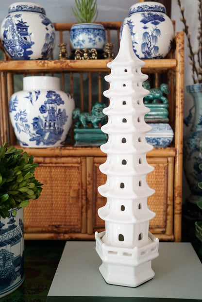 Tall White Glaze Pagoda-1 Size