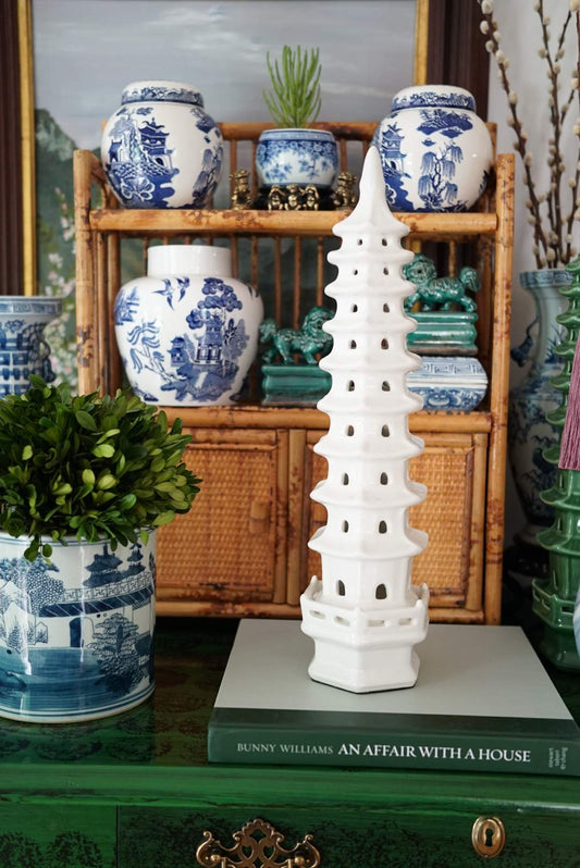 Tall White Glaze Pagoda-1 Size