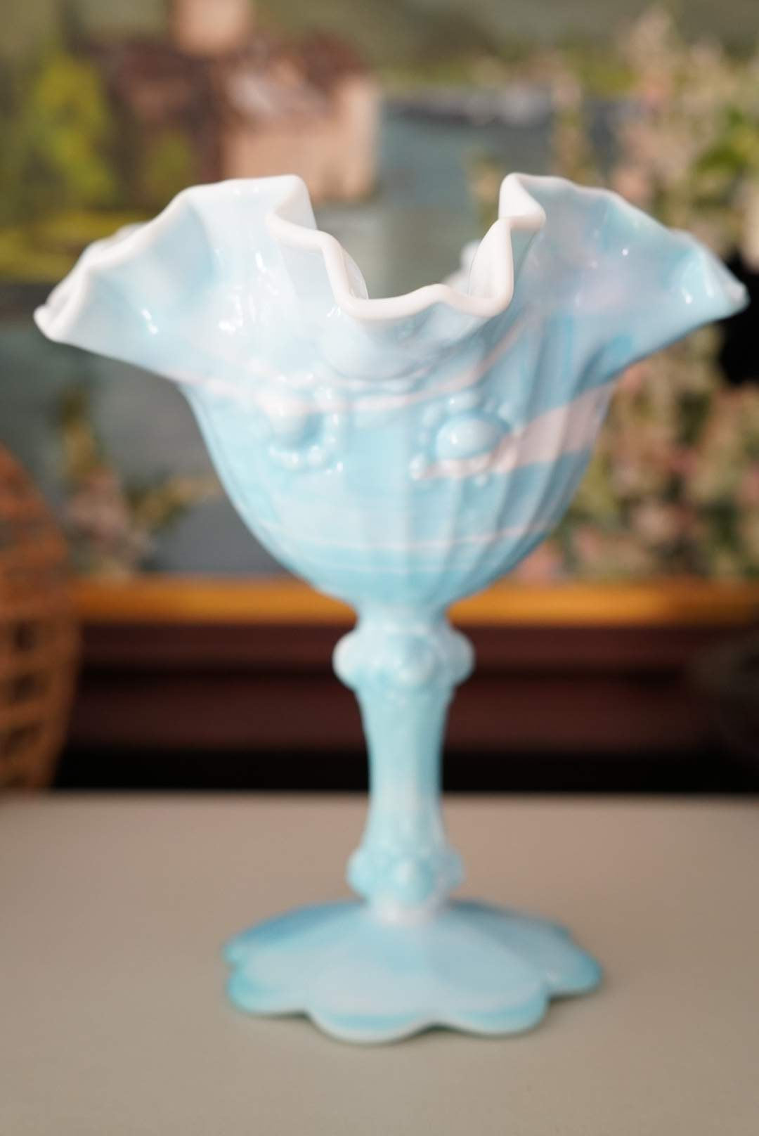 Fenton Glass hotsell Pastel Blue Compote