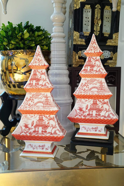 Red and White Chinoiserie Christmas Tree (Please Read)