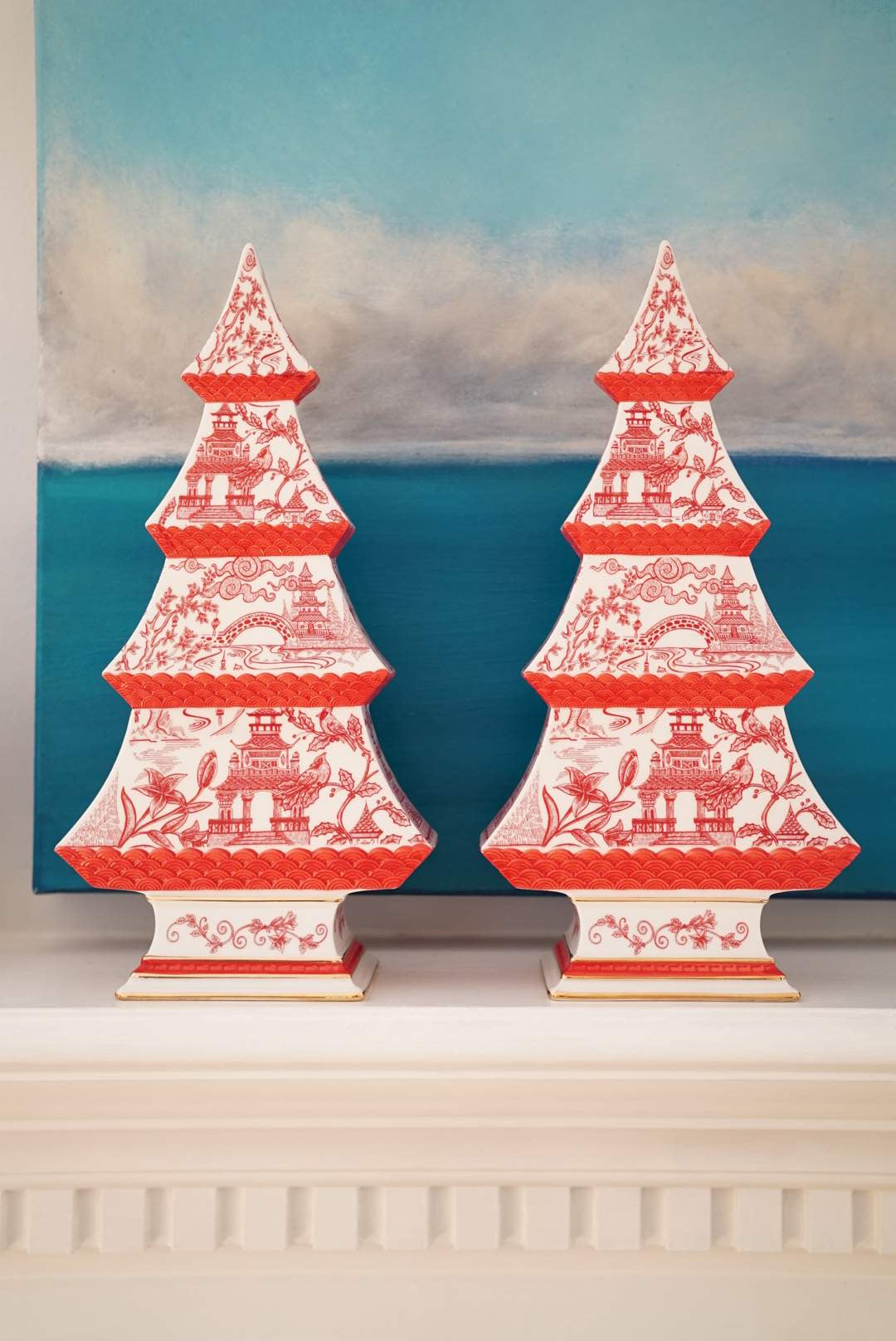 Red and White Chinoiserie Christmas Tree (Please Read)