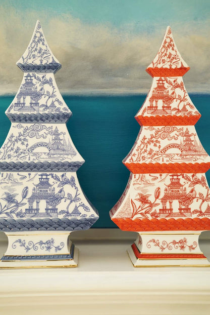 Red and White Chinoiserie Christmas Tree (Please Read)