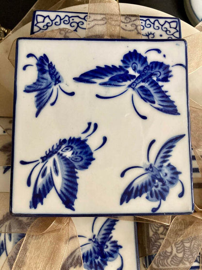 Chinoiserie Porcelain Coaster Set-Pack of 4